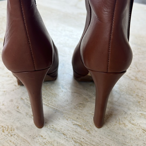 GIANNI BINI brown leather ankle boots women’s size 8 - 4.5 inch heel - Picture 12 of 15